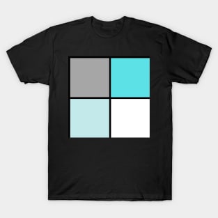 TWO TONE TEAL LIGHT BLUE AQUA SQUARE GRAY BLOCK BLACK LINE RETRO GEOMETRIC SEAMLESS PATTERN FOR SUMMER T-Shirt